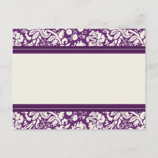 Getrouwde aankondiging Briefkaarten Plum Damask (Achterkant)