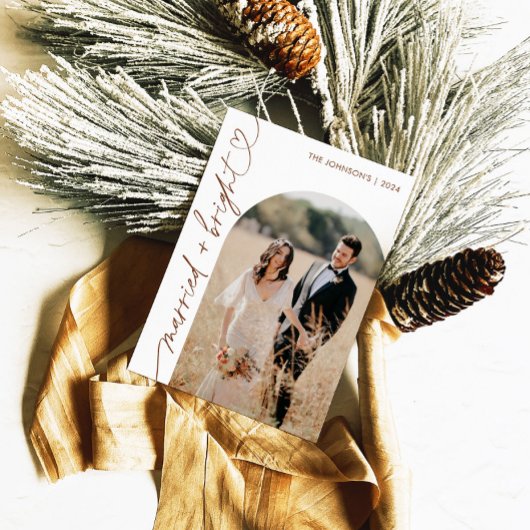 Getrouwde & Bright Vakantie Kerstkaart, Boho Kaart