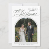 Getrouwde Christmas 3 Photo Arch Pas getrouwd Feestdagenkaart (Voorkant)