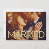 Getrouwde Elegant Gold Type Weddenfoto Aankondiging (Voorkant)