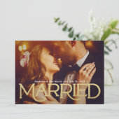Getrouwde Elegant Gold Type Weddenfoto Aankondiging (Staand voorkant)