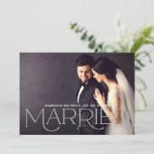 Getrouwde Elegant Silver Type Weddenfoto Aankondiging (Staand voorkant)