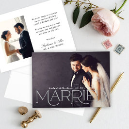 Getrouwde Elegant Silver Type Weddenfoto Aankondiging