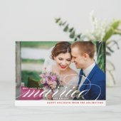 Getrouwde en heldere kerst Passen getrouwd Foto Feestdagenkaart (Staand voorkant)