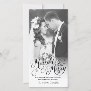 Getrouwde en Merry Hand Lettered White Holiday Feestdagenkaart