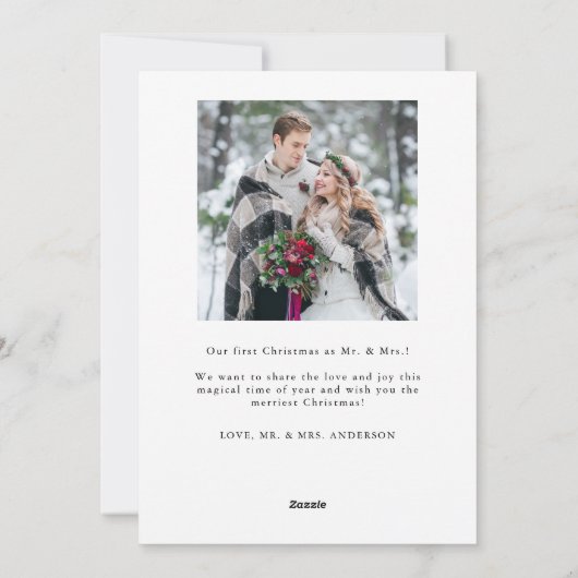 getrouwde en vrolijke Stylish Swirl Wedding Foto Feestdagenkaart (Achterkant)