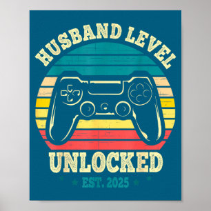 Getrouwde Gamer Leveled Up Echtgenoot Kunstwerk Poster