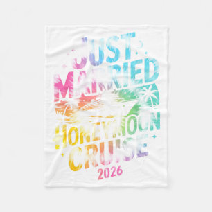 Getrouwde Honeymoon Cruise 2026 Trip Retro Tie Dye Fleece Deken