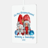 Getrouwde kabouters eerste kerst metalen ornament (Voorkant links)