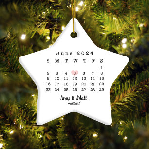Getrouwde kalender Trouwdatum KeepSake Keramiek Ornament