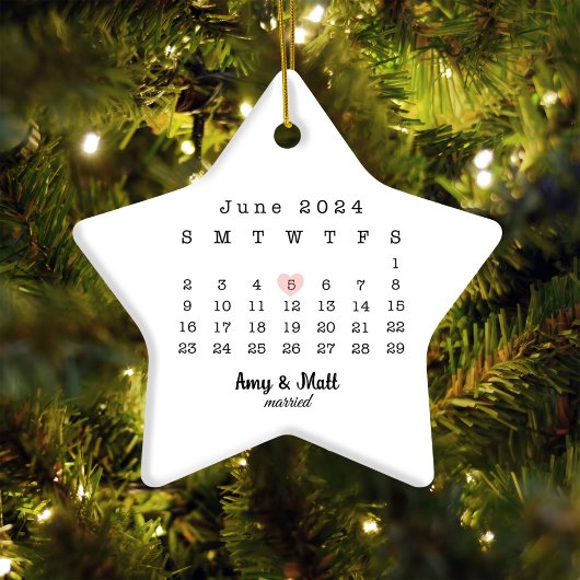 Getrouwde kalender Trouwdatum KeepSake Keramiek Ornament