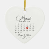Getrouwde kalender Trouwdatum KeepSake White Keramisch Ornament (Voorkant)