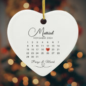 Getrouwde kalender Trouwdatum KeepSake White Keramisch Ornament