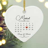 Getrouwde kalender Trouwdatum KeepSake White Keramisch Ornament