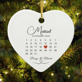 Getrouwde kalender Trouwdatum KeepSake White Keramisch Ornament