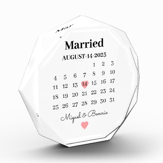 Getrouwde kalenderdatum gepersonaliseerde trouwdag fotoblokken (Links)