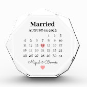 Getrouwde kalenderdatum gepersonaliseerde trouwdag fotoblokken (Voorkant)