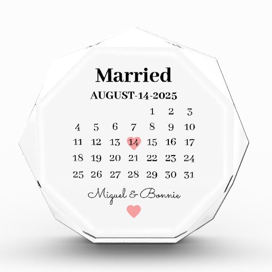 Getrouwde kalenderdatum Persoonlijke trouwdag Fotoblokken (Voorkant)