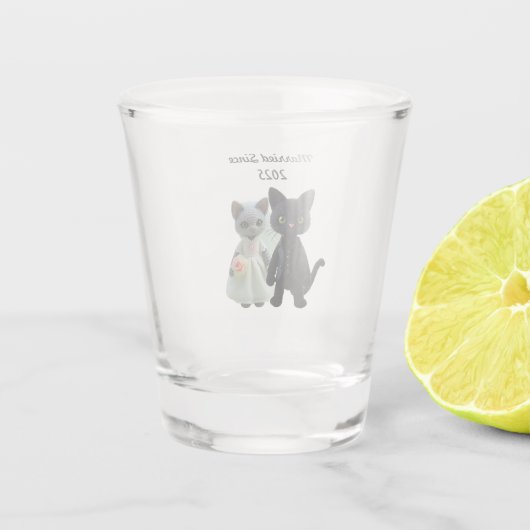 Getrouwde katten 2025 shot glas (Achterkant)