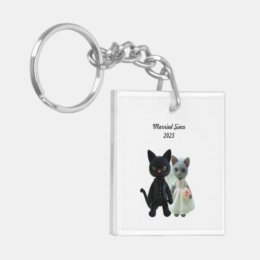 Getrouwde katten 2025 sleutelhanger (Voorkant Links)