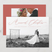 Getrouwde Kerst Calligraphy Schrift Nieuwgetrouwd  Feestdagenkaart (Voorkant / Achterkant)