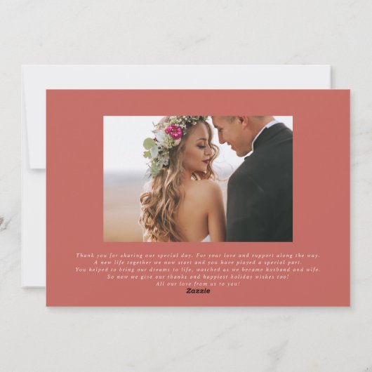 Getrouwde Kerst Calligraphy Schrift Nieuwgetrouwd  Feestdagenkaart (Achterkant)