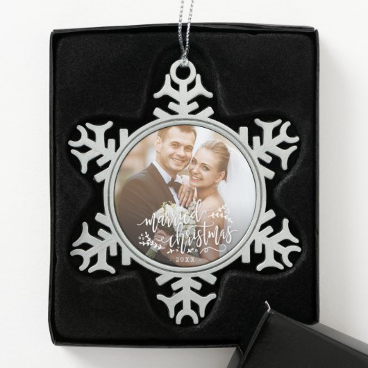Getrouwde Kerst Custom Foto Kerst Ornament (Kistje)