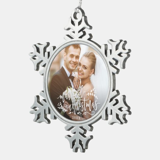 Getrouwde Kerst Custom Foto Kerst Ornament (Rechts)