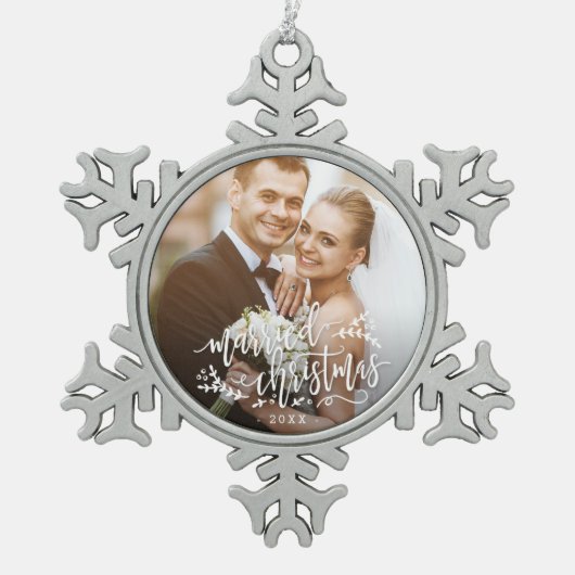 Getrouwde Kerst Custom Foto Kerst Ornament (Voorkant)
