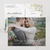 Getrouwde kerst elegante botanische foto nieuw get feestdagenkaart (Voorkant / Achterkant)