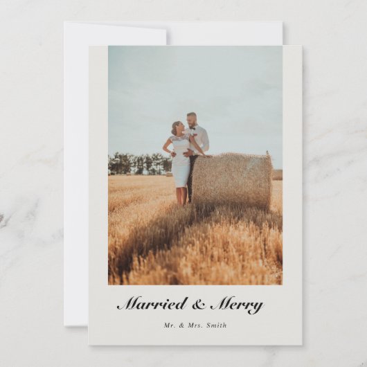 Getrouwde Kerst Pas getrouwd Script Typografie Fot Feestdagenkaart (Voorkant)