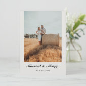 Getrouwde Kerst Pas getrouwd Script Typografie Fot Feestdagenkaart (Staand voorkant)