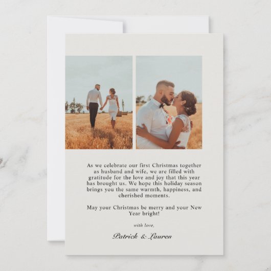 Getrouwde Kerst Pas getrouwd Script Typografie Fot Feestdagenkaart (Achterkant)