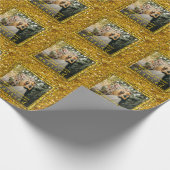 Getrouwde kerstfeest Elegant Gold Type Weddenfoto Cadeaupapier (Hoek)