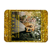 Getrouwde kerstfeest Elegant Gold Type Weddenfoto Magneet (Horizontaal)