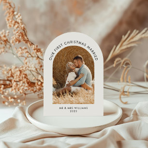 Getrouwde Kerstfoto Boog Kerst Kaart