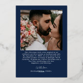 Getrouwde Kerstfoto Passen getrouwd Navy Blue Folie Feestdagenkaart (Achterkant)