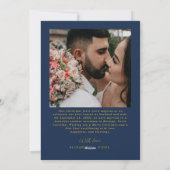 Getrouwde Kerstfoto Passen getrouwd Navy Blue Gold Feestdagenkaart (Achterkant)