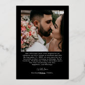 Getrouwde Kerstfoto Passen getrouwd Zwart & Goud Folie Feestdagenkaart (Achterkant)