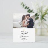 Getrouwde kerstfoto Weddenschap Bedankt Feestdagenkaart (Staand voorkant)