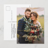 Getrouwde kerstfoto Weddenschap Bedankt Feestdagenkaart (Voorkant / Achterkant)
