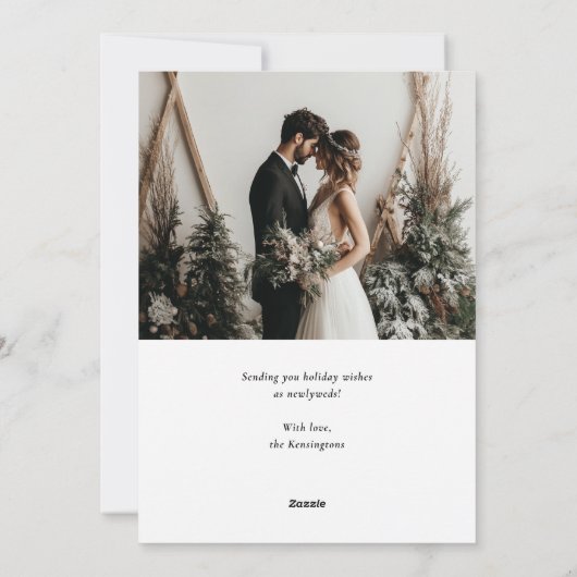 Getrouwde kerstkalligrafie Fotobruiloft Feestdagenkaart (Achterkant)