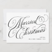 Getrouwde Kerstmis | Fotogrid en kalligrafie Feestdagenkaart (Voorkant)