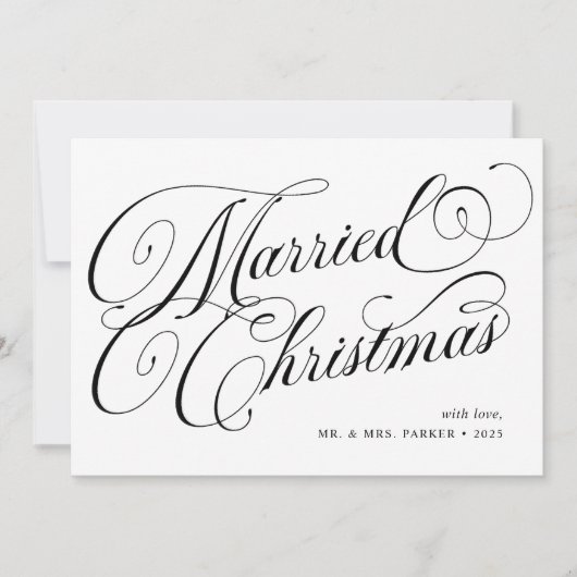 Getrouwde Kerstmis | Fotogrid en kalligrafie Feestdagenkaart (Voorkant)