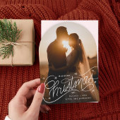 Getrouwde Kerstmis Hand-Lettered Holiday Photo Car Kaart