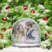 Getrouwde Kerstmis Moderne Kalligrafie Trouwfoto Sneeuwbol (Kerstmis)