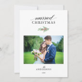 Getrouwde Kerstmis Pas getrouwd 2 Foto's Kerstmis Feestdagenkaart (Voorkant)