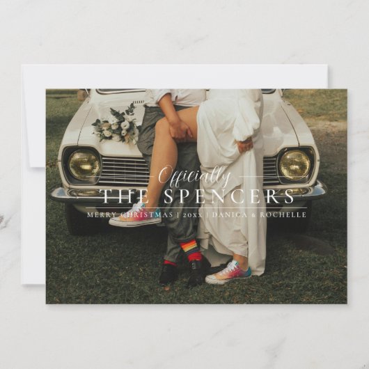 Getrouwde Kerstmis | Pas getrouwd eerste vakantief Feestdagenkaart (Voorkant)