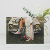 Getrouwde Kerstmis | Pas getrouwd eerste vakantief Feestdagenkaart (Staand voorkant)