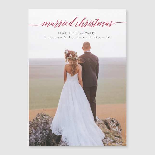 Getrouwde Kerstmis Pas getrouwd Fotomagneet (Voorkant)